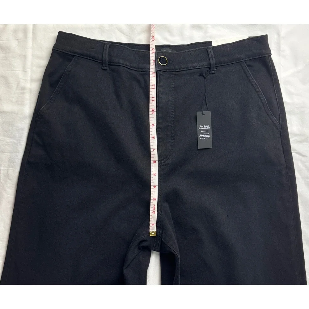 Ann Taylor The Trouser High Rise Wide Leg Black Denim Jeans Size 16 NWT - Picture 11 of 16